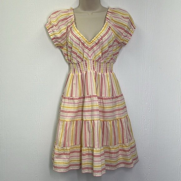 Betsey Johnson - Novelty Striped Pink Multi Colored Mini Dress Size Small - Picture 3 of 10